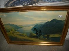 A framed lake scene