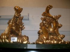 A pair of Victorian gilded rococco style wall sconces, 18" tall x 14" wide