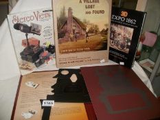 3 books including 'A Village Lost and Found' by Bryan May and Elena Vidal with stereo viewer and