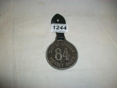 A City of Lincoln Hackney driver ID badge