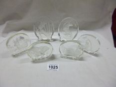 6 Danbury Mint crystal glass animal paperweights