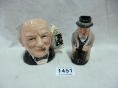 A Royal Doulton Toby Jug Winston Churchill and a Royal Doulton character jug also Winston Churchill