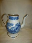 An 18th century pearlware coffee pot, missing lid