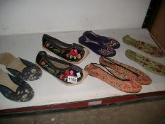 5 pairs of old Oriental embroidered slippers