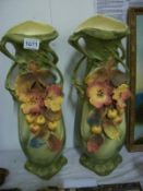 A pair of Art Nouveau Royal Dux Amphora vases circa 1890, In good condition