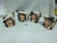 4 Royal Doulton character jugs being D'Artagnan and the 3 Musketeers