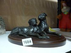 A Sculpture of Champion Boxer dog mother and daughter by Doris Lindner (Royal Worcester Artist0