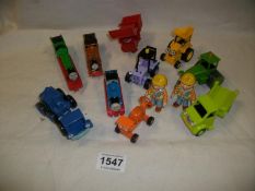 A box of Miscellaneous die cast Thomas Tank and BoB Builder toys