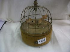 A Vintage automaton bird cage musical jewellery box