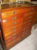 A mahogany 16 drawer filing chest