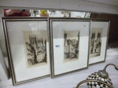 3 framed and glazed engravings