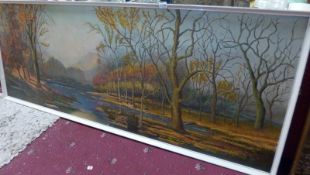 An autumnal landscape oil on board by L Willoughby 1971