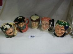 5 Royal Doulton character jugs being Falstaff, Simon Cellarer, Bacchus, Bootmaker and the Trapper