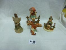 2 Goebel figures, a Goebel rabbit and a Wedgwood Wren