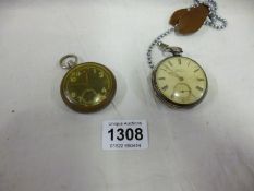 A silver pocket watch and one other