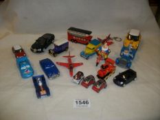 A box of miscellaneous die cast cars including Noddy