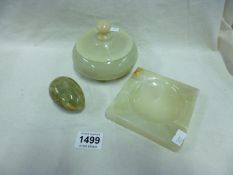 An Onyx lidded bowl, ashtray and egg