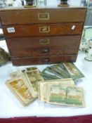 An oak collector's chest containing a large collection of Victorian 3 D viewer cards