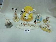 7 Royal Doulton 101 Dalmation figures, 1 a/f