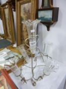 A Victorian glass and silver plate epergne