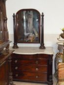 A mahogany mirror back dressing table with marble top