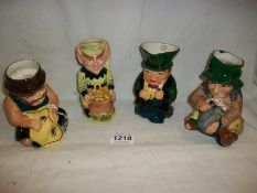 3 Kirkham pottery Toby jugs and a Royal Doulton Leprechaun jug