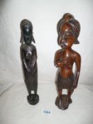 2 carved African figures