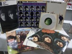 7 Beatle's LP records including Mono and 3 45rpm records