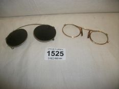 A pair of gold on silver pince nez and one other