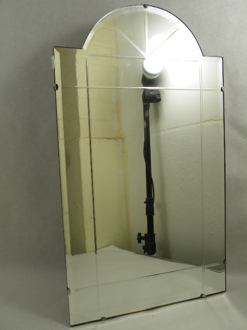 Art Deco arch top mirror of architectural form - 66cm tall, 38cm wide