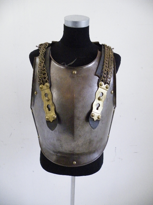 Armour: A 19th Century Cuirass breast and back plate with brass rivets - possibly French  - old