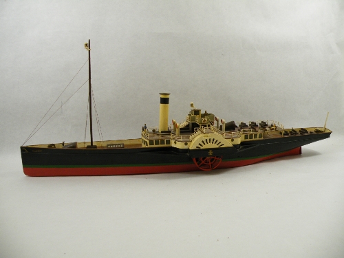 A scratch built model of the paddle steamer (80cm long) `Talisman`, of wooden construction, with a