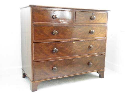 Early 19th Century mahogany 2 over 3 chest of drawers on bracket feet 110cm x 53cm