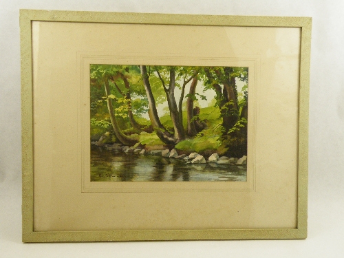 A watercolour painting of Welsh landscape - River Elwy by Ken Troman, dated `44 - titled verso