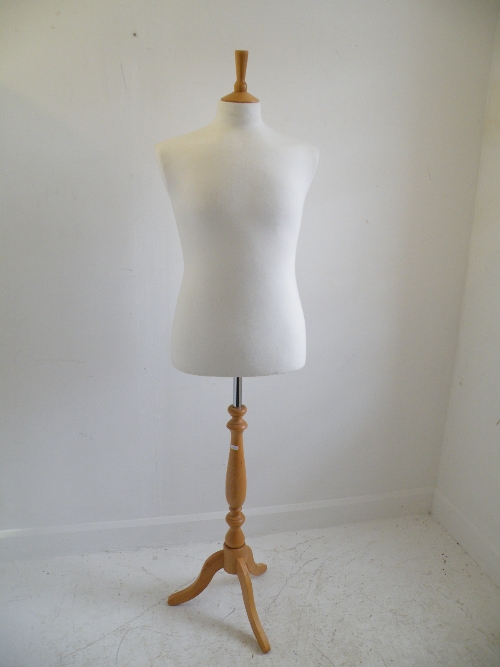 A 20th Century ex-shop display mannequin, on an turned wooden tripod base