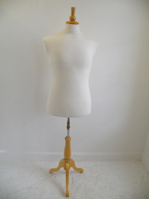 A 20th Century ex-shop display mannequin, on an turned wooden tripod base