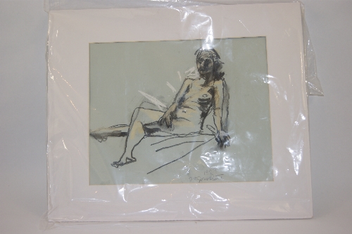 A pastel nude study of reclining female indistinct signature & date in pencil 1927 unframed in