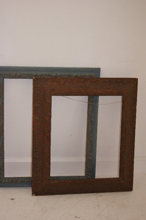 Two 19th Century picture frames with later painted finish 75cm x 66cm and  72cm x 66cm respectively