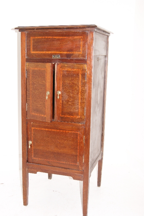 A Sonorophone tall mahogany gramophone/record cabinet with integral speaker 111cm tall