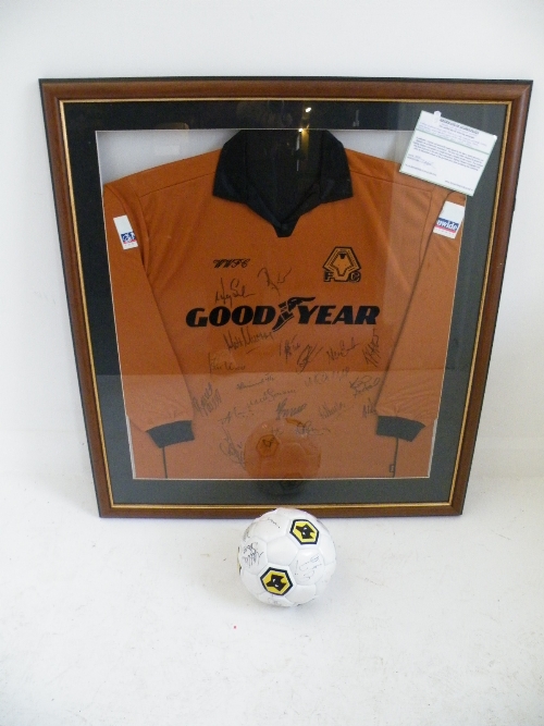 Football Memorabilia: Wolverhampton Wanderers signed Goodyear football shirt with various signed