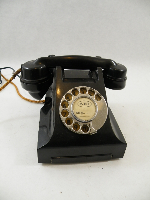 A mid 20th C black Bakelite Siemens telephone - the handset marked Siemens Brothers & Co Ltd, London