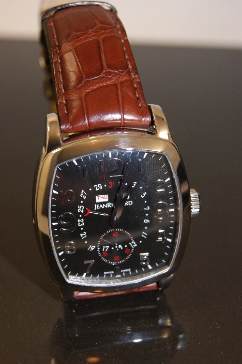 A Jean Richard Swiss automatic watch model : TV  Screen triple date calendar.  The watch with grey