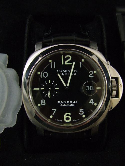 Panerai PAM164 Luminor Marina automatic Italian divers watch - steel case with magnified date window