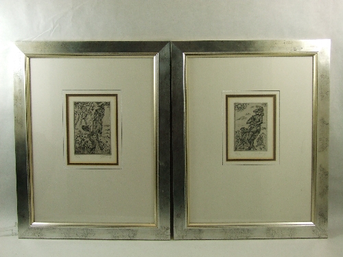 Two Eastern European limited edition etchings of pied piper with indistinct signature & 34/50, 24/50