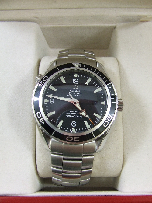 Omega Seamaster Planet Ocean watch with  black dial and black bezel 45mm large model with steel