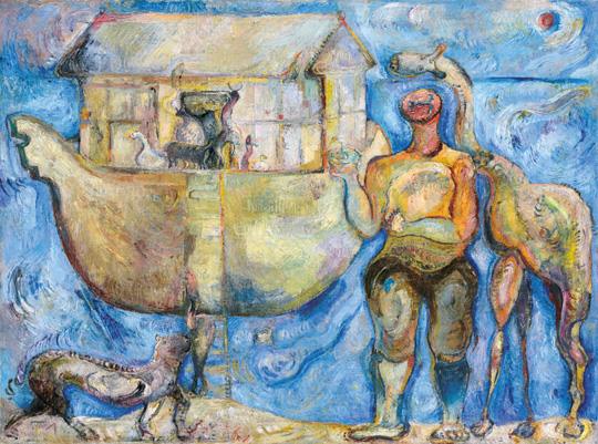 Tóth Menyhért (1904-1980) Noah`s ark Oil on canvas 92x120 cm Signed bottom left: TM