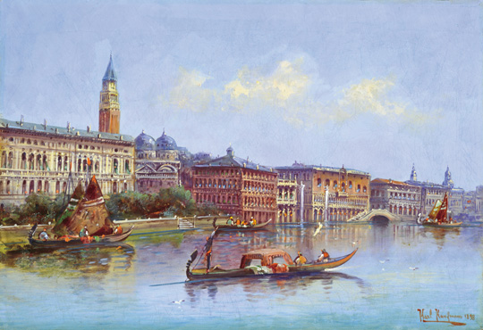 Kaufmann, Karl (1843-1901) View of Venice on Canal Grande, 1898 Oil on canvas 32,5x47 cm Signed