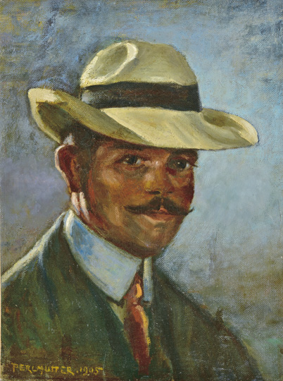 Perlmutter Izsák (1866-1932) Self-portrait, 1905 Oil on canvas 39x30 cm Signed bottom left: