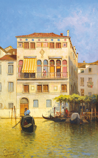 Herrer Cézár (1868-1919) Venice, 1887 Oil on wood 27x16,5 cm Signed bottom left C. Herrer Venezia