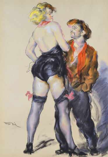 Fried Pál (1893-1955) Lovers Pastel on paper 100x70 cm Signed bottom left: Fried Pál